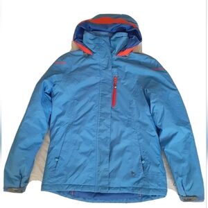 Land's End Women's Blue & Orange Hooded Jacket Coat Size XS
